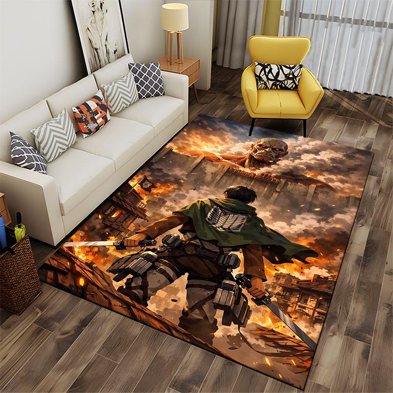 Warrior Facing Colossal Titan suitable as a non-slip mat for the living room or bedroom sofa