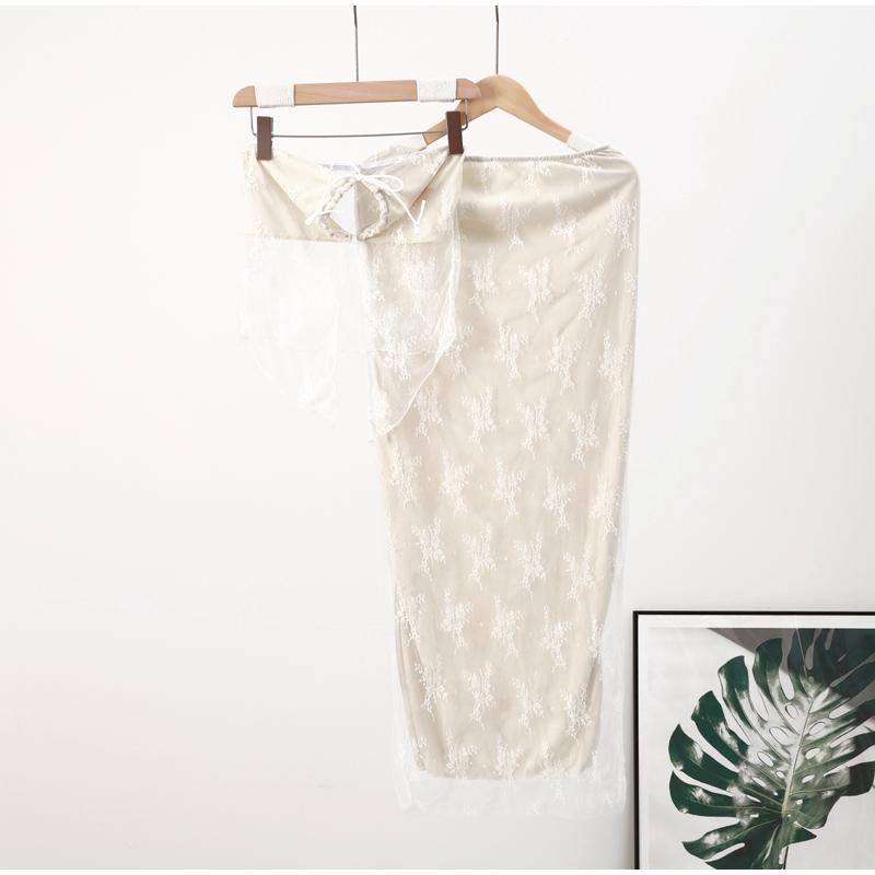 Сексуальные комплекты юбок без бретелек с кружевным принтом, женский прозрачный укороченный топ, длинная юбка, одинаковый комплект, женский костюм из двух предметов для ночного клуба