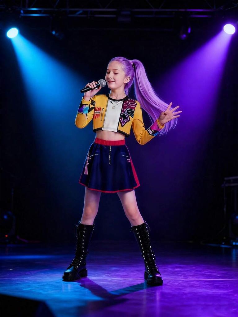 Costume for Girls Kids Stars Vocal Rumi Cosplay Stage Outfits Idol Singers Three Piece Set Trend Style Halloween Party