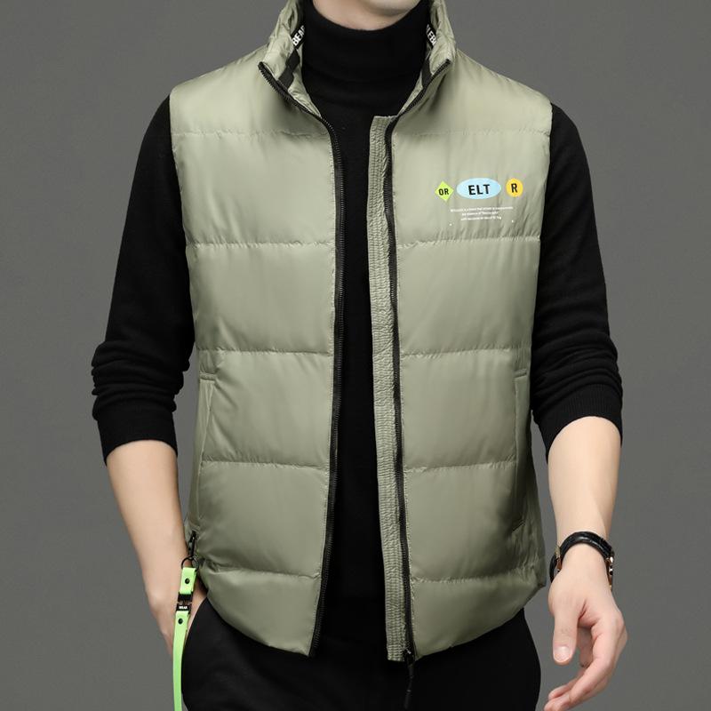 Пуховик с воротником-стойкой, жилет, мужской осенне-зимний новый модный жилет без рукавов с хлопковой подкладкой, жилет, кардиган для мужчин