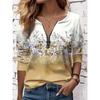 Easter Women's T Shirt Long Sleeve Quarter Zip Long Sleeve Casual Floral Graphic Elegant Vintage Stylish V Neck Regular Tops
