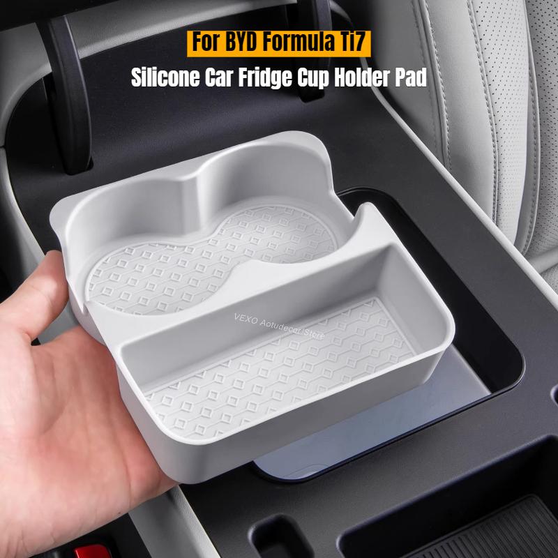 Silicone Anti-Slip Car Cup Holder Pad Fridge Stabilizer for BYD Formula Ti7 2025-2026 Compartment Modification Auto Accessories