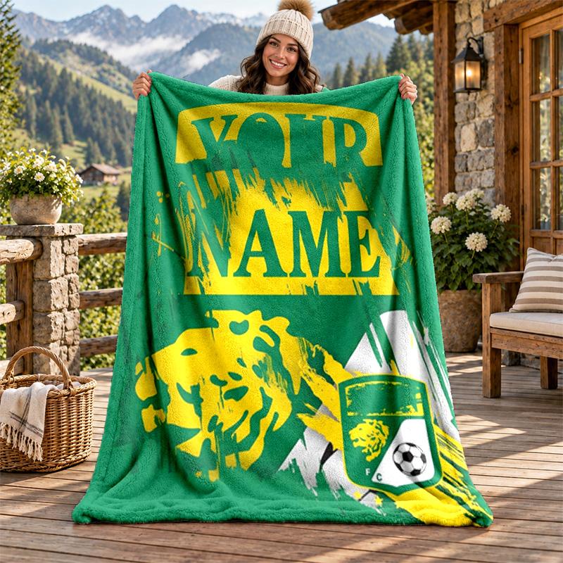 Club Leon Custom Name Flannel Blanket Personalized Soft Warm Plush Throw Blanket Customized Gift for Family Friends
