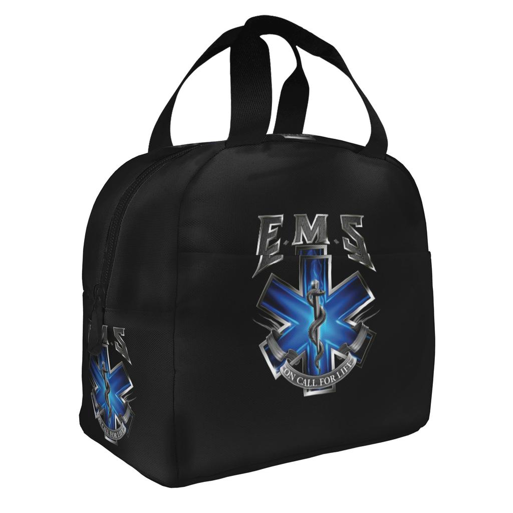 Star of Life EMT Lunch Bag Men Women Emergency Medical Paramedic Cooler Thermal Insulated Lunch Boxes for Adult Office