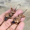 African Amethyst Rough Earring Electroformed Copper Earrings Gemstone Jewelry Rabbit Design Earring Handmade Copper Jewelry Gifts for Mother