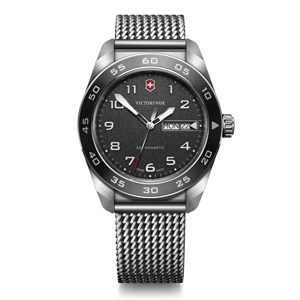 Victorinox SWISS ARMY Аналоговые Кварцевые Черный Сетчатый Корпус из Нержавеющей Стали Сменный Бренд Черный 242043 Мужские Часы, Водонепроницаемые, Механизм, Циферблат,