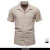 AIOPESON 100% Cotton Jacquard Men's Short Sleeve Shirts Solid Color Turn-down Collar Casual Summer Shirts for Men