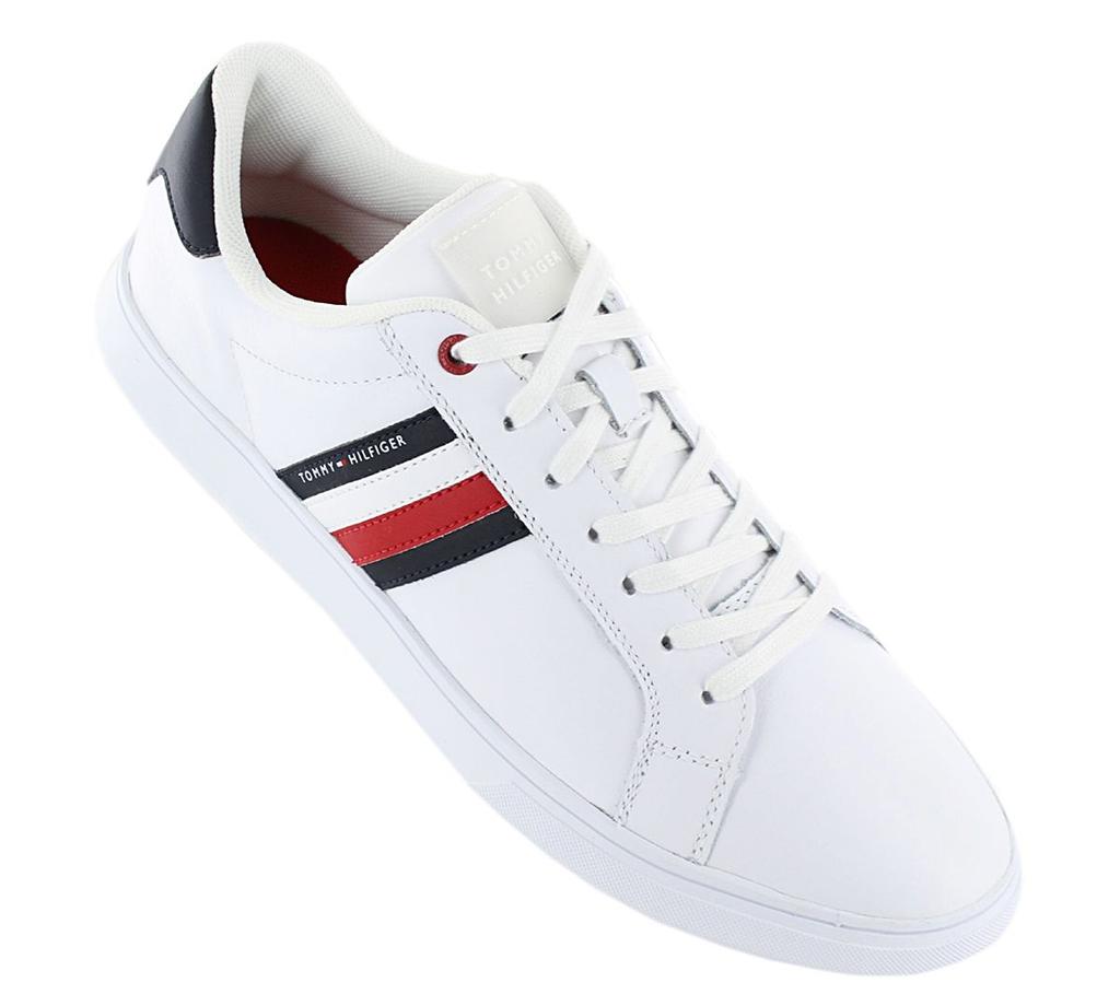 Tommy Hilfiger Essential Leather Cupsole - Мужская обувь Кожаные белые FM0FM02668-YBS Кроссовки Спортивная обувь ORIGINAL