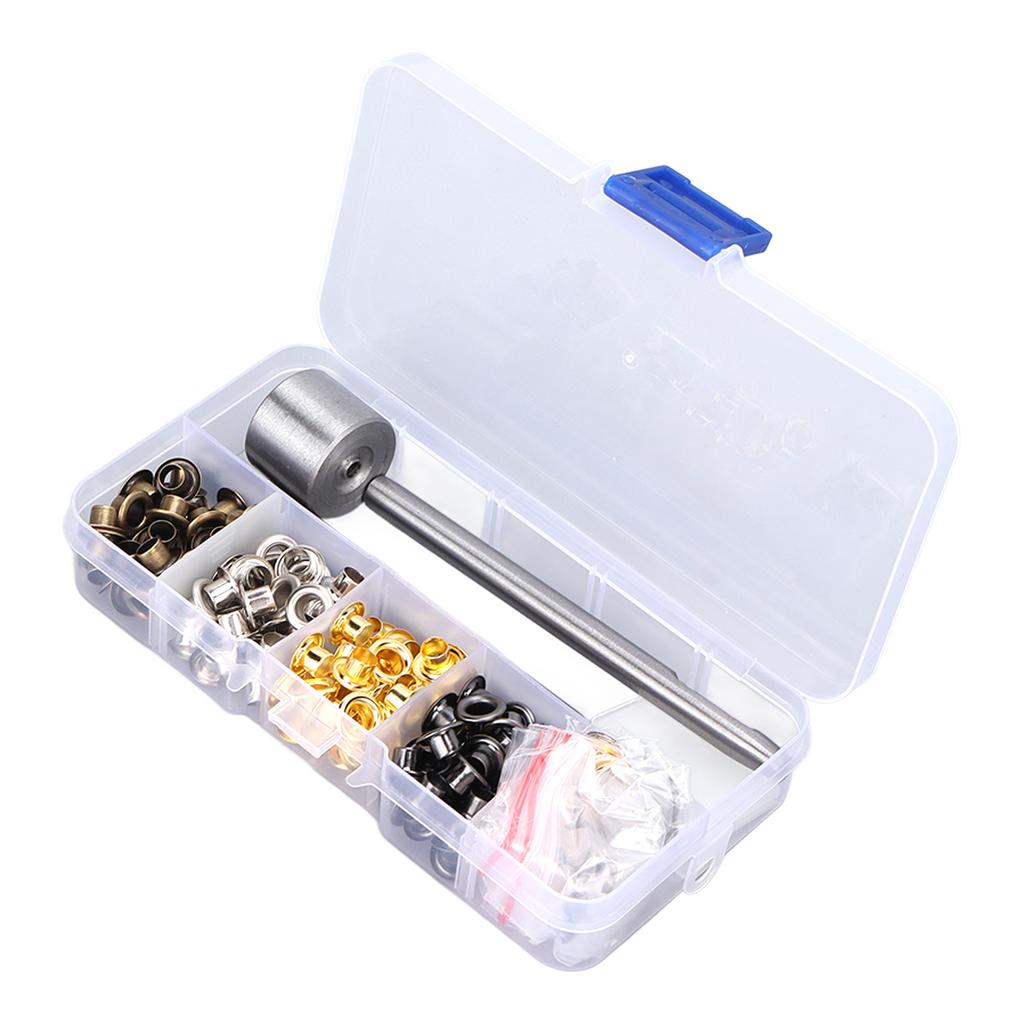 Grommets 4.5mm Plated Copper Metal Grommet Kit with Storage Box for Clothing Modification DIY