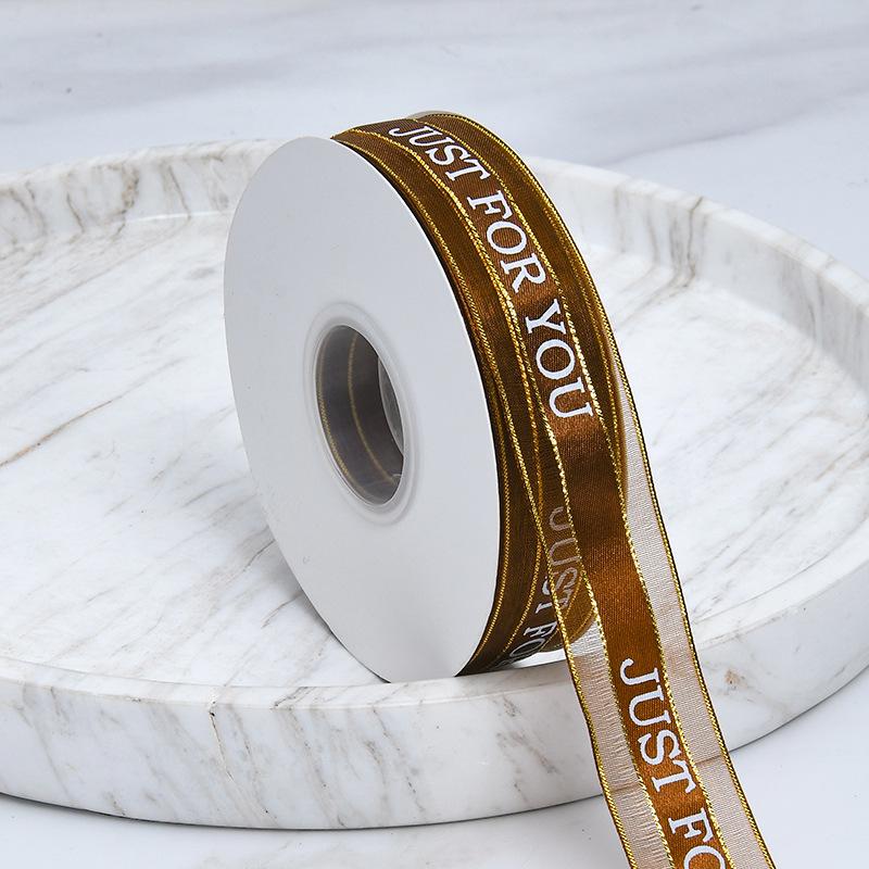 Декоративный романтический и уютный алфавит ручной работы с золотым краем из атласной пряжи, прозрачная лента, цветная лента для упаковки торта на день рождения, галстук, цветочные украшения