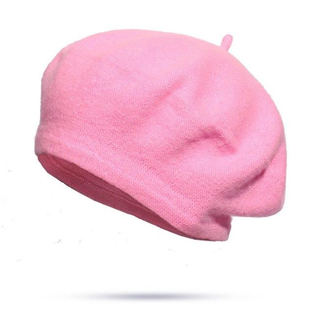 Women Girl Beret Warm Wool Winter Beanie Hat Cap Vintage Plain Beret Hats Solid Color Elegant Lady Winter Caps Dropshipping