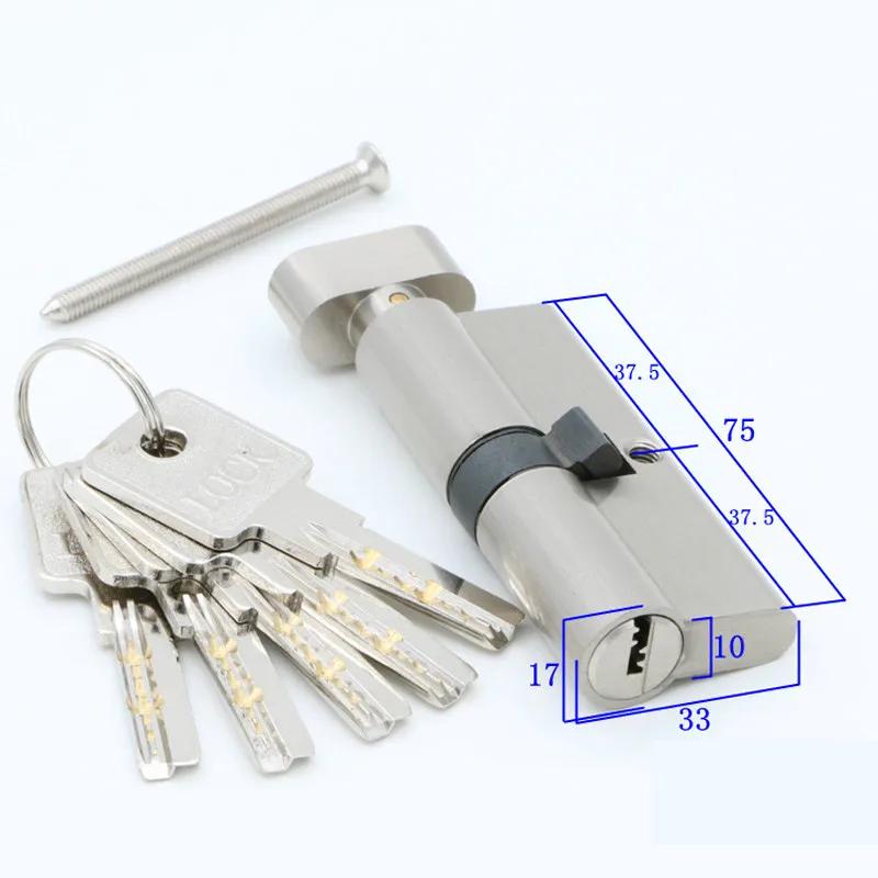 Дверной цилиндр 55 60 65 70 75 80 85 90 мм, защитный медный цилиндр замка, внутренняя ручка для спальни, гостиной, латунный ключ, запирающийся на 5 ключей