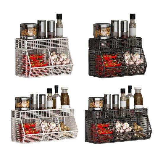 Корзина для хранения из проволочной сетки, большая вместимость, прочная, несущая, простая установка, настенная полка, органайзер, корзина