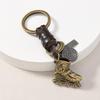 Vintage Braided Cowhide Keychain Violin Skates Snake Charm Pendant Keyring Jewelry For Girl Women Gift Bag Decoration