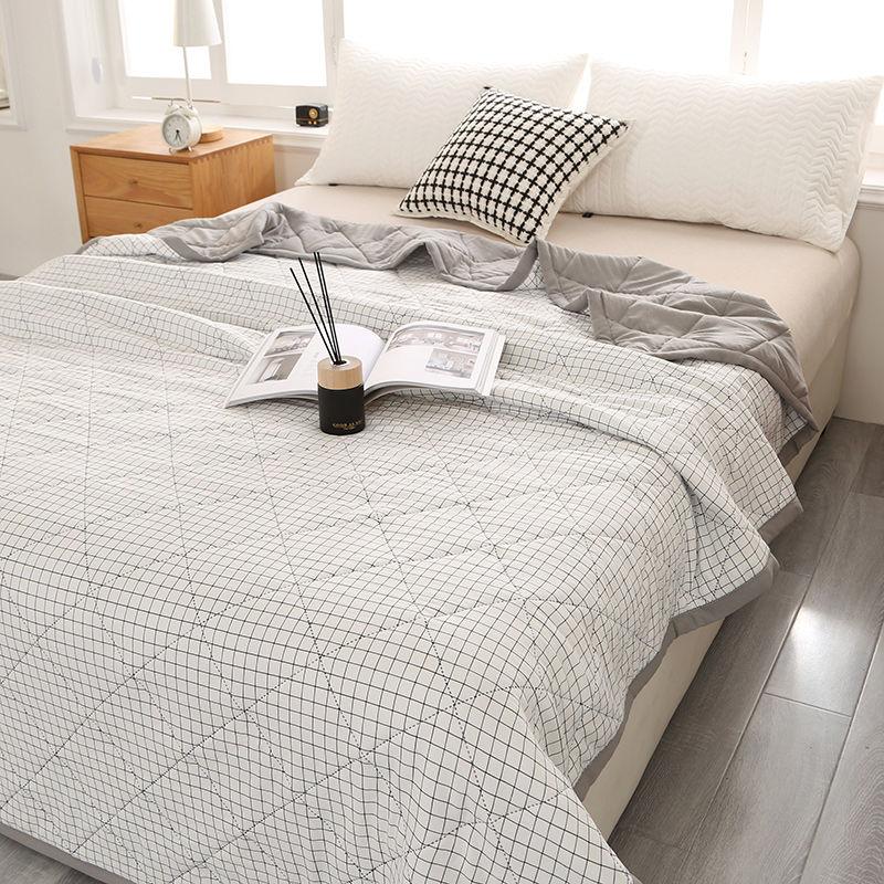 Летнее одеяло в клетку в стиле преппи, легкое одеяло с ультразвуковым тиснением, кондиционер, можно стирать в стиральной машине, всесезонное покрывало из полиэстера