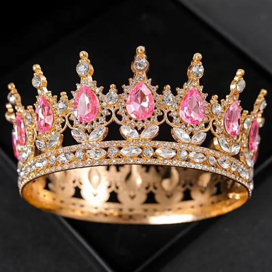 Women Crown Tiara Shiny Rhinestones Inlaid Queen Bridesmaids Crown Accessory for Wedding Halloween Birthday