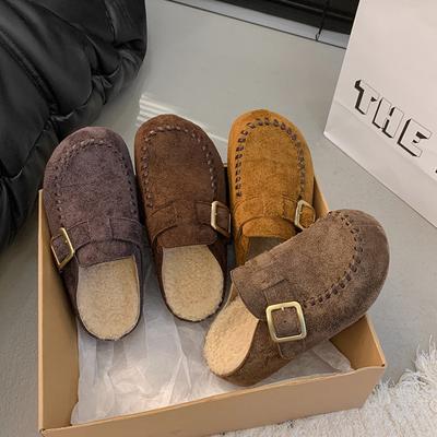 Флисовые полутапочки женская верхняя одежда 2025 осень и зима новые модели не устают, ноги огромные и красивые на толстой подошве