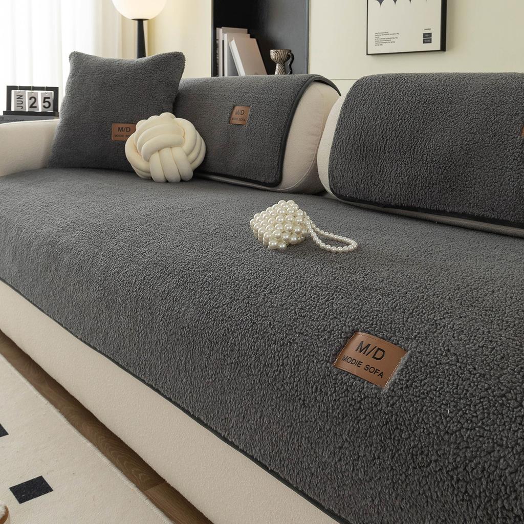 Плюшевая подушка для дивана из овечьей шерсти Осень и зима Новая утолщенная всесезонная универсальная подушка для сиденья Нескользящий чехол Покрывало Тканевое полотенце