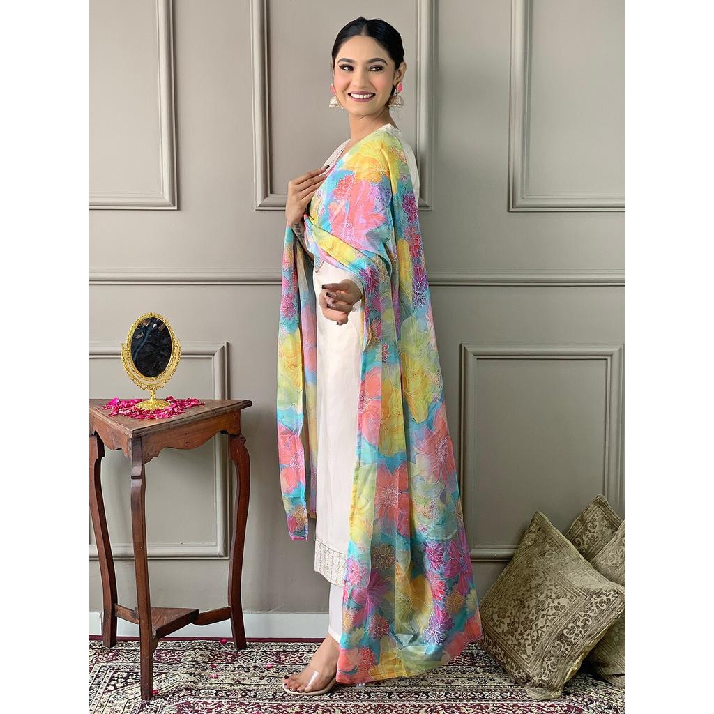 Women Indian Bollywood Kurti Pant Dupatta Set Designer Party Wear Salwar Suit VF-3012