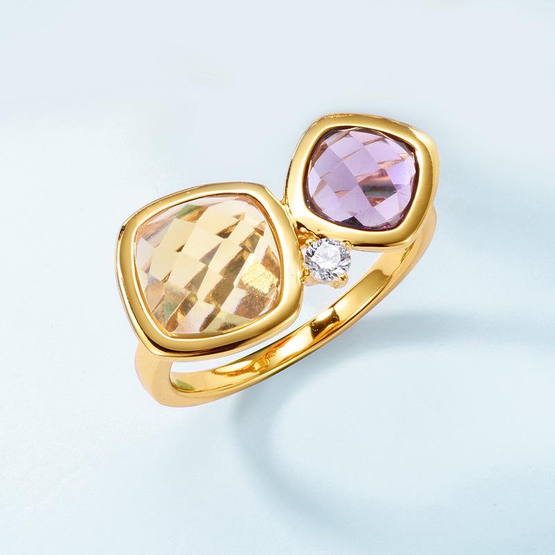 European-American Cross-border Zircon Ring: Women's S925 Sterling Silver, Two-Tone Candy Design, Light Luxury, Colored Zircon, Index Finger Ring