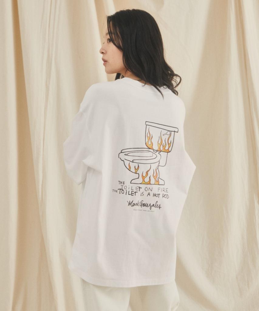 MARK GONZALES Mg Fire Multi Graphic L/S T-Shirt - White