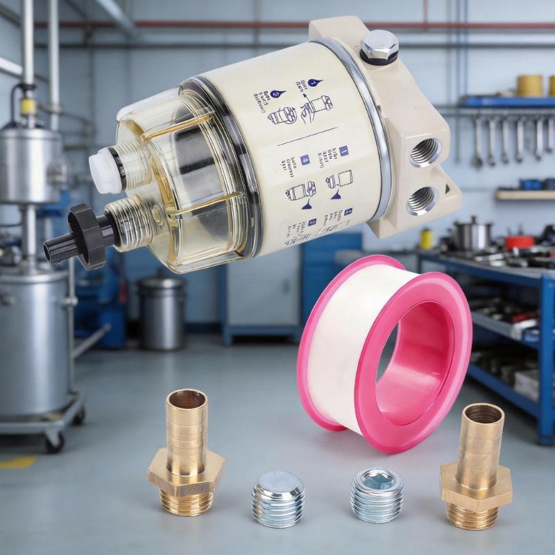 Fuel Water Separator Assembly R12T for Fuel System Maintenance, Metal Housing Replacement Filter for Routine Repair