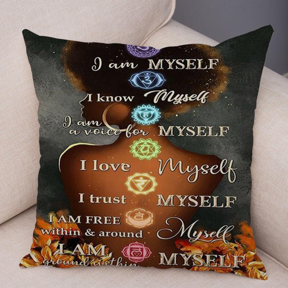 Чехол для подушки с изображением красивой леди, черная наволочка в африканском стиле для девочек, украшение для дивана, автомобиля, дома, наволочка