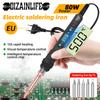 Электрический паяльник с регулируемой температурой и цифровым дисплеем EU 80 Вт, сварочный инструмент для ремонта пайки, нагреватель с паяльными наконечниками
