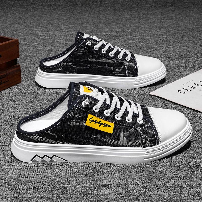 Men's Half Slippers Summer Breathable Canvas Slipper Outdoor Casual Lazy Shoes for Men Platform Vulcanize Shoes Designer Loafers