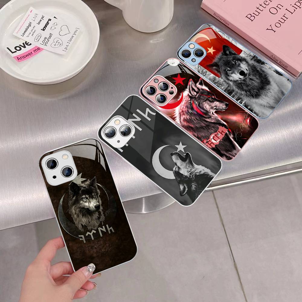 Чехол из закаленного стекла Turk Wolf Turkey Flag для IPhone 14 13 12 Mini 11 Pro XS Max X XR 14 Plus