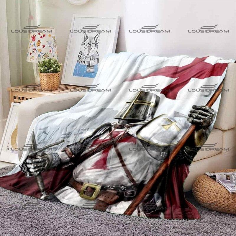 Crusader Cross Pattern Blanket Templar Knights Warm Flannel Thin Blanket Portable Home Travel Office Lunch Break Blanket