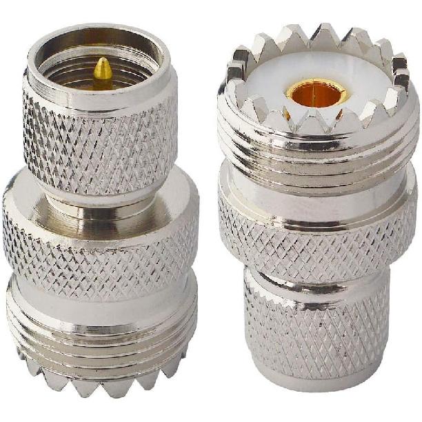 onelinkmore UHF Adapters Mini UHF Male to UHF Female SO239 PL259 Connector RF Coax Adapter Pack of 2