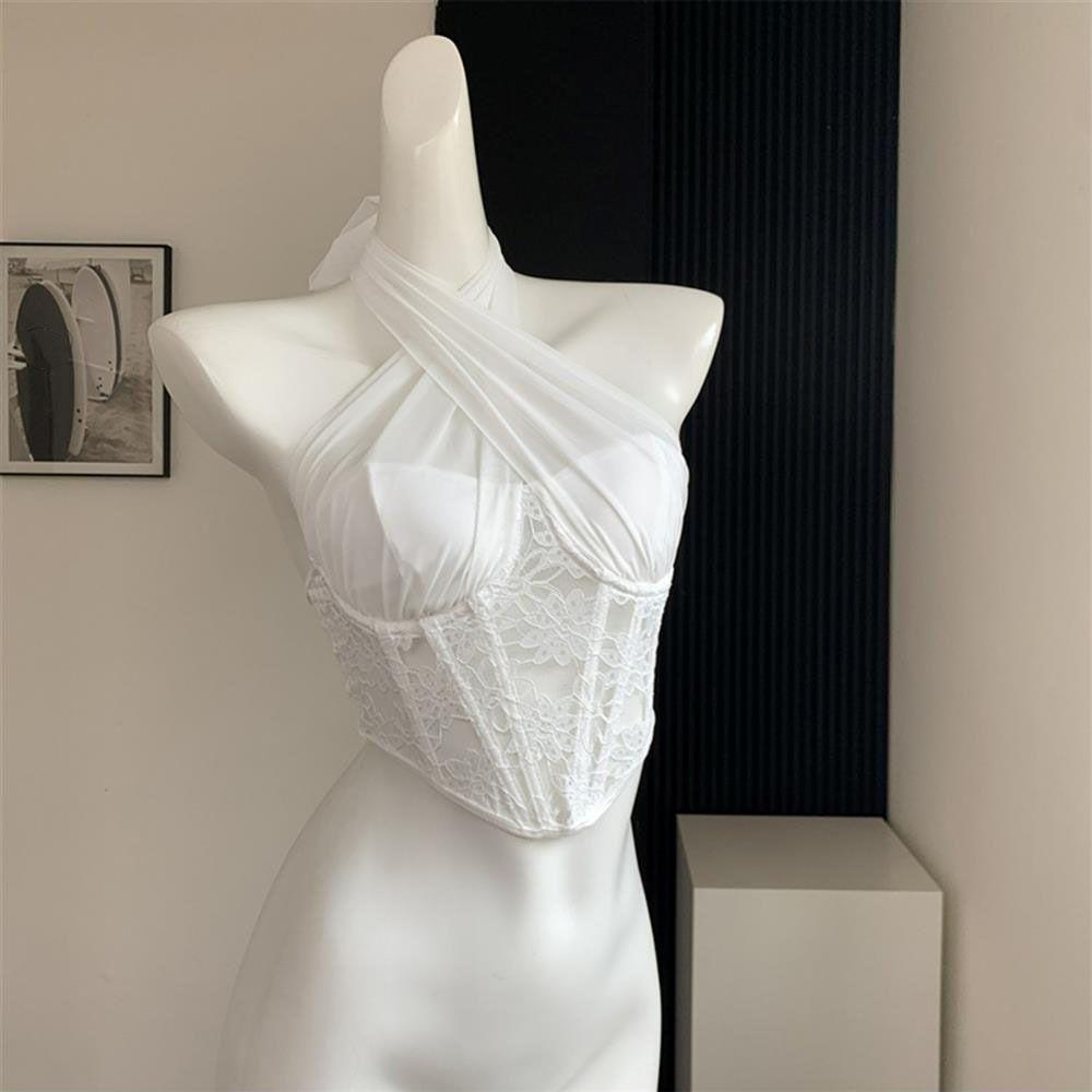 Тонкий кружевной топ-камсоль Сетчатый корсет на косточках Камсоль Модный кружевной цветочный корсет Весна Лето