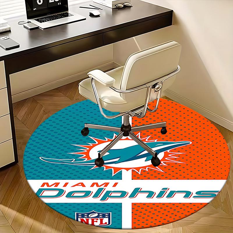 Коврик для стула Miami Dolphins - Круглый ковер для домашнего декора, офисного использования, гостиной
