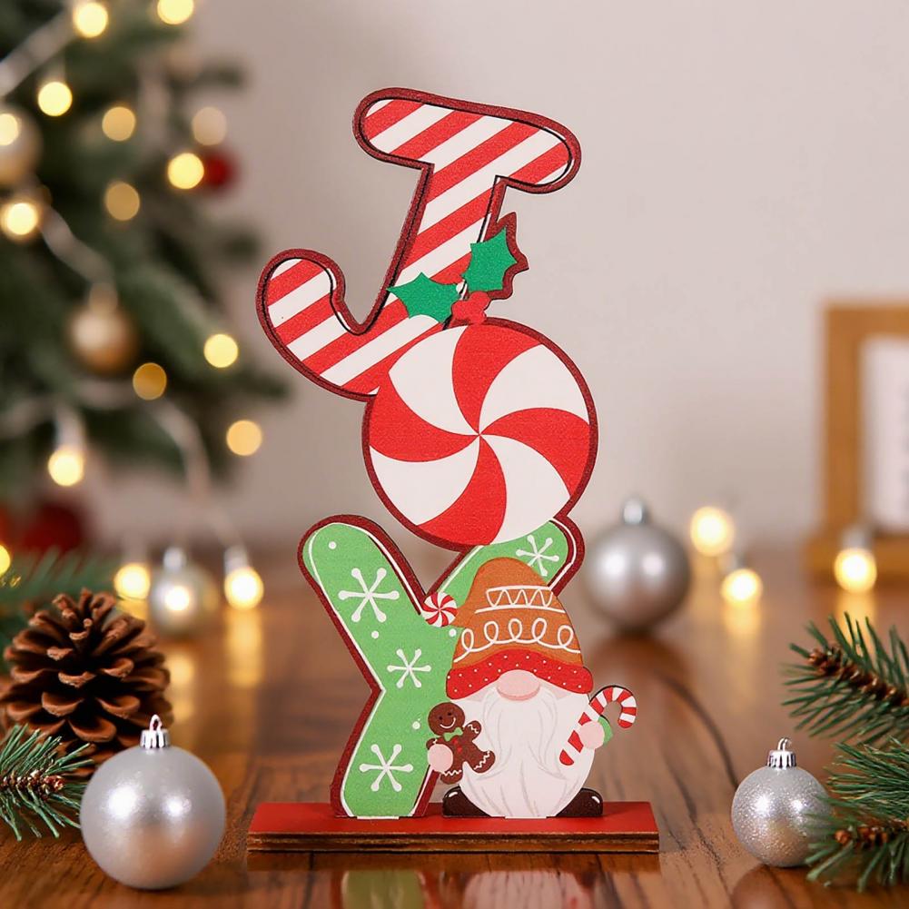 Wooden Christmas Ornament Desktop Faceless Gnome Gingerbread Man Decoration Xmas Noel Joy Centerpiece for Home Mantel Dining