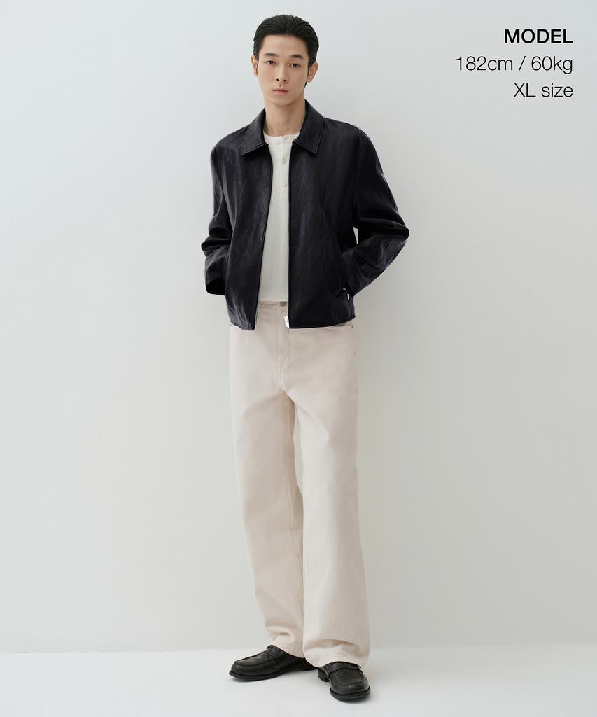 Musinsa Standard Crinkle Synthetic Leather Single Jacket [Black]