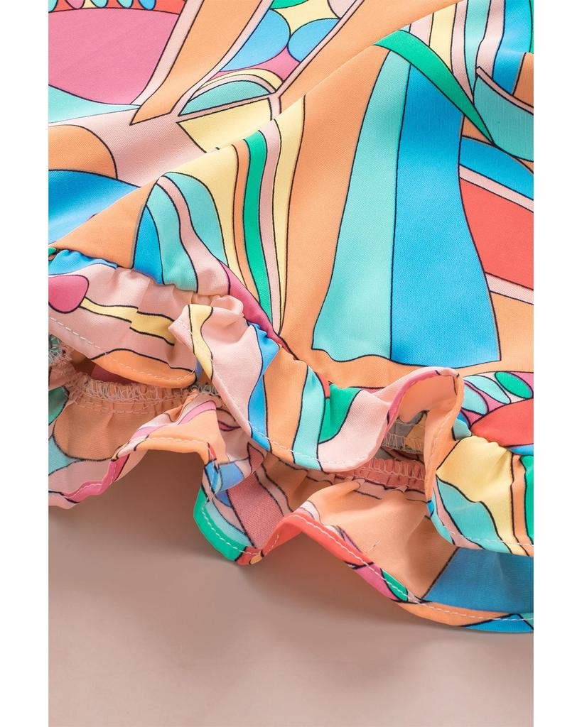 Azura Exchange Блузка с V-образным вырезом и оборками в виде абстрактной геометрии