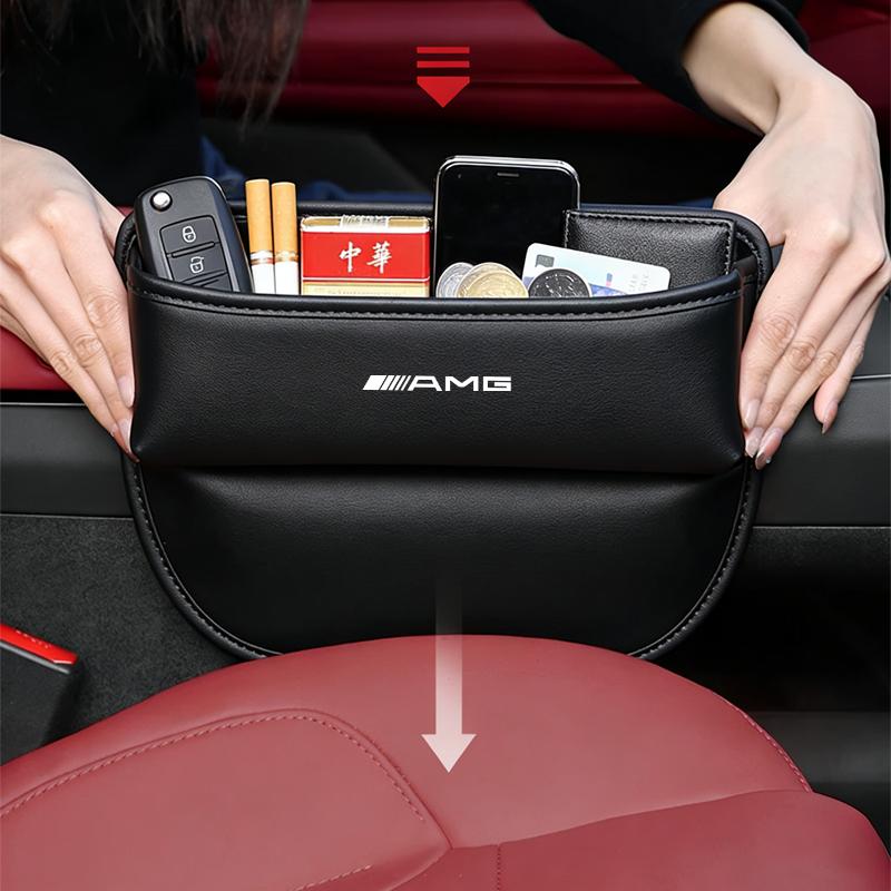 JAEZI1 Leather Car Seat Gap Organizer Box Leak-proof Storage Bag For Mercedes Benz AMG GLC W203 W206 W220 W205 W211 W212 W201 W210 W108