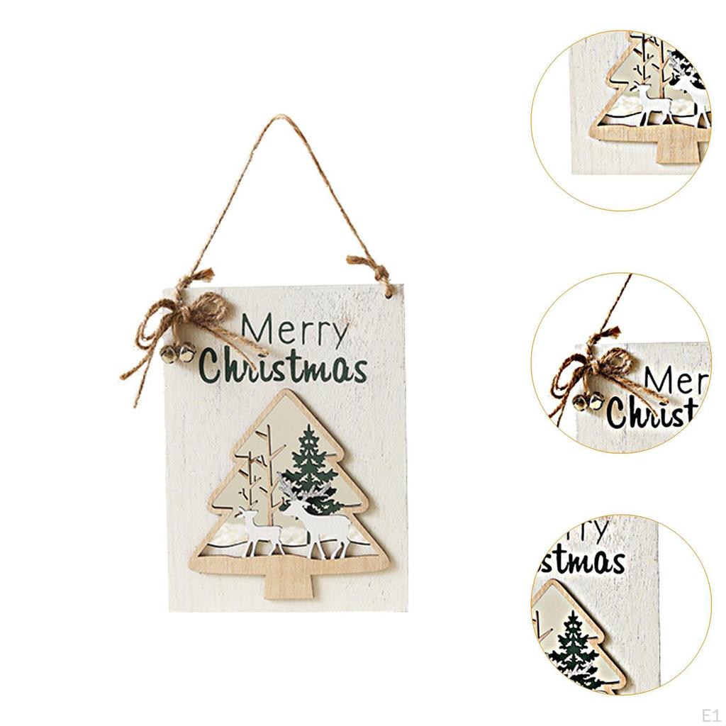 Christmas Wood Hanging Sign Xmas Wall Plaque Decorative Lightweight Front Door Hanger