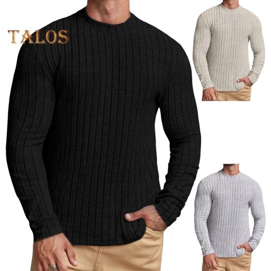 Мужской спортивный топ облегающего кроя, однотонный, с круглым вырезом, эластичный, средней длины, с длинными рукавами, пуловер, домашняя одежда, для занятий спортом, бега, баскетбола, футболка