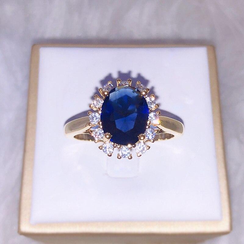 BELLA BOX Gorgeous Oval Blue Cubic Zirconia Ring Wedding Ceremony Party Luxury Accessories Women Elegant Design Fashion Jewelry