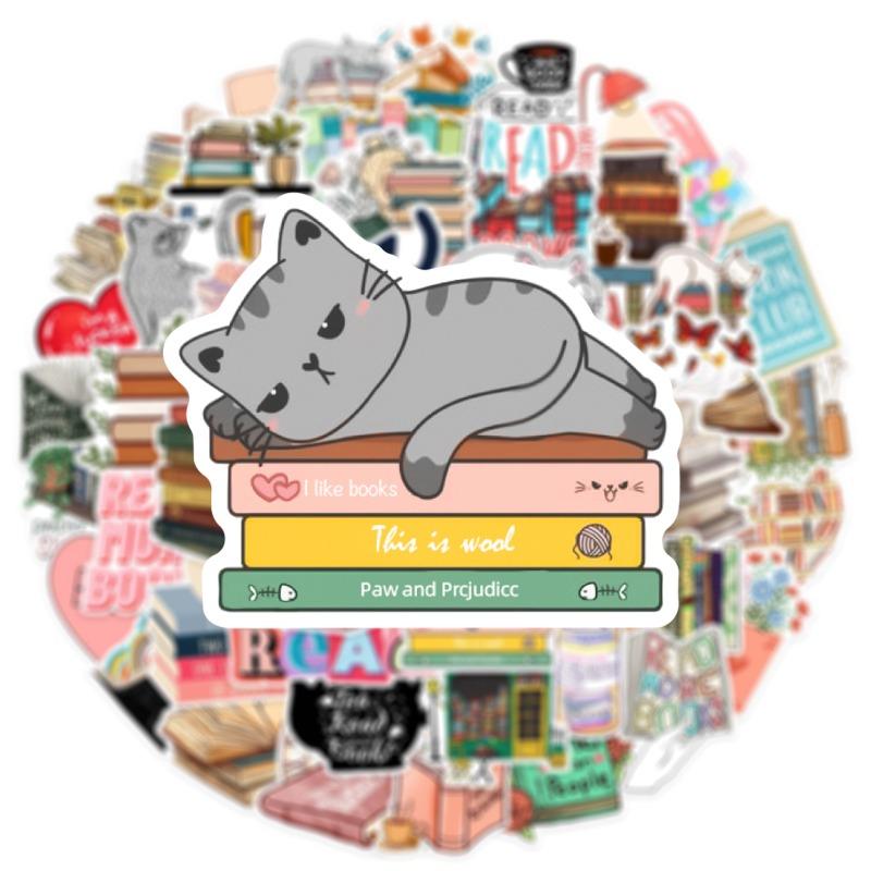 50 шт. Наклейки «Книги для чтения» для DIY: Чемодан, Бутылка для воды, Телефон, Гитара, Ноутбук, Автомобиль, Скрапбукинг, Скейтборд