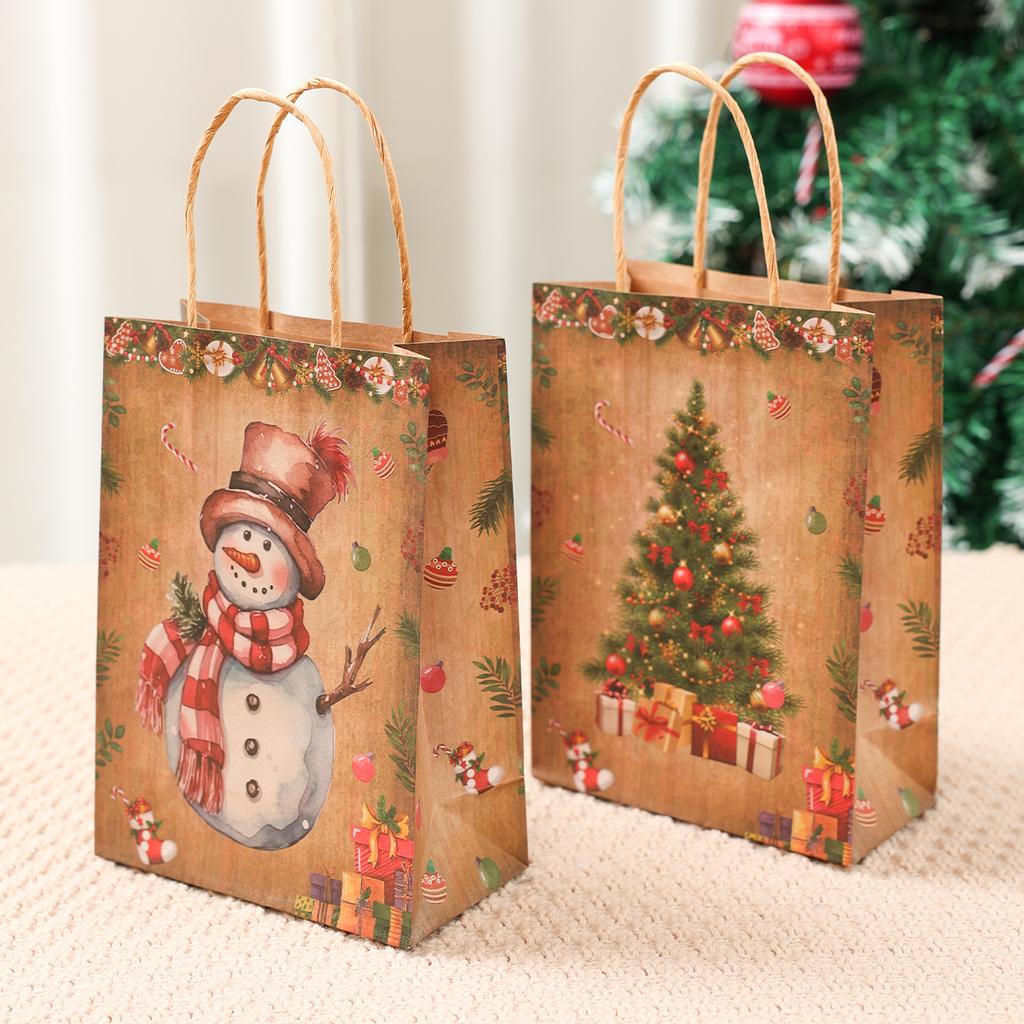 Christmas Kraft Paper Gift Bags Merry Christmas Decorations for Home 2025 Xmas Gift Candy Handy Bags Navidad Natal New Year 2026