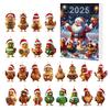 2025 Christmas Advent Calendar Chicken Ornaments 24 Days Countdown Calendar Christmas Tree Decoration 2D Acrylic Collectible Cartoon Chicken Set
