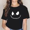 Christmas Eve Horror Jack Halloween Skull T-shirt Plus Size Short Sleeve Daily Casual Streetwear Round Neck Summer Couple Dress