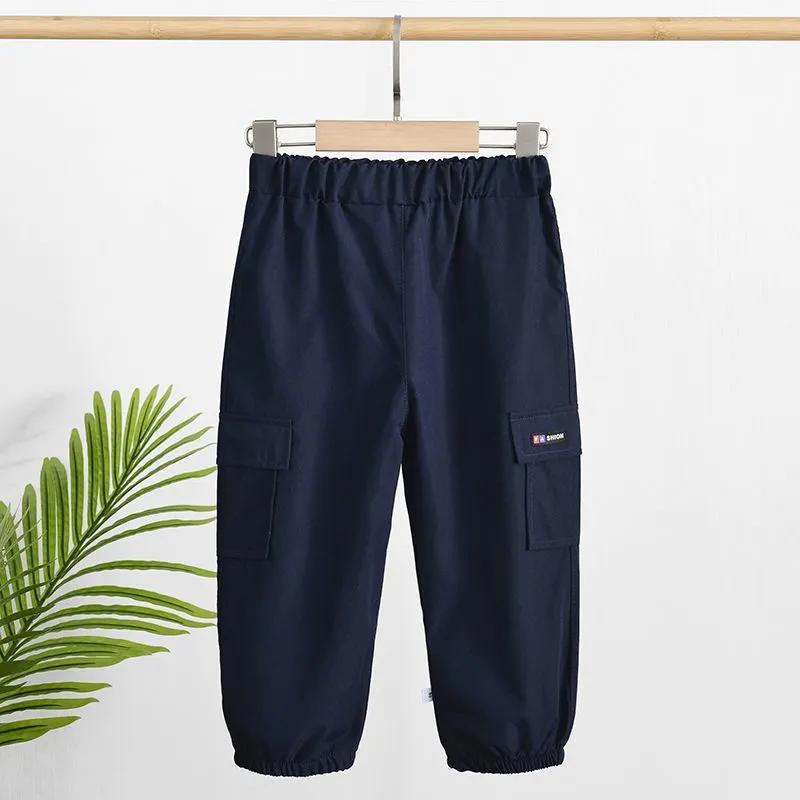 Модные брюки-карго для мальчиков весна-осень, детские спортивные брюки с буквенным принтом, повседневные тонкие спортивные брюки для подростков