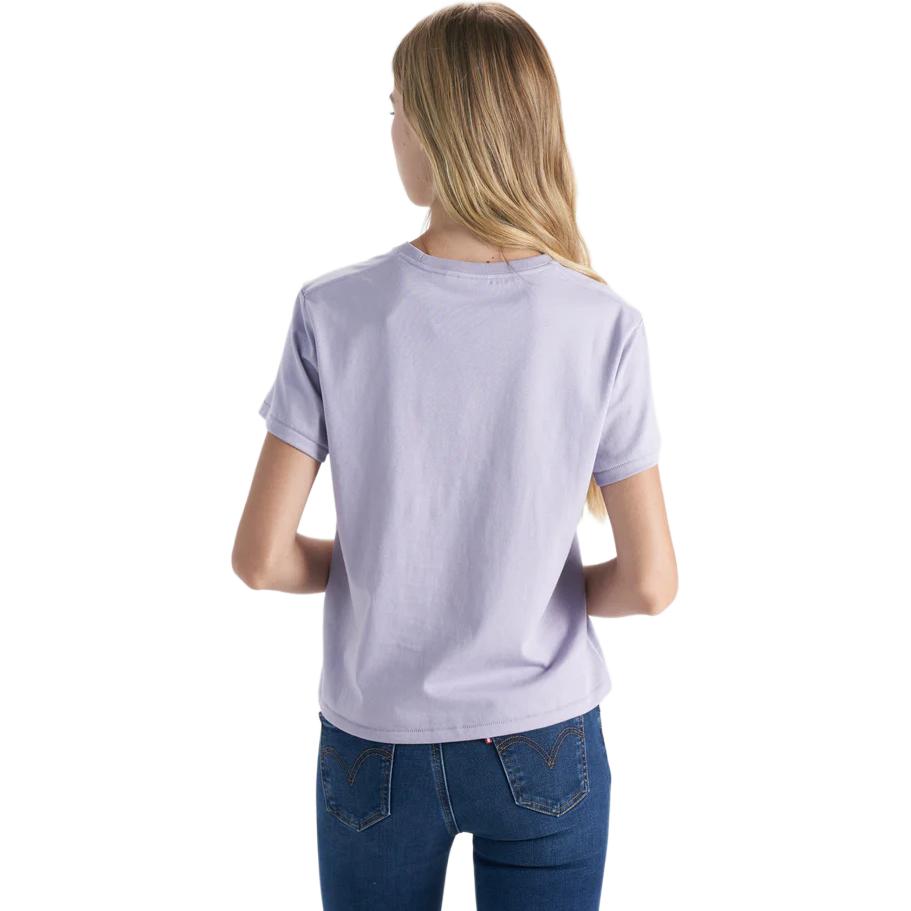 Женская футболка Levis с принтом логотипа в виде букв, пуловер с круглым вырезом, с коротким рукавом, фиолетовая 0019G-0001