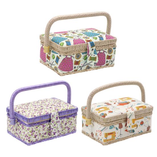 Большая вместительная корзина для шитья, органайзер для швейных принадлежностей с переносной ручкой, нитками, иглами, ножницами, чехлом для швейного набора