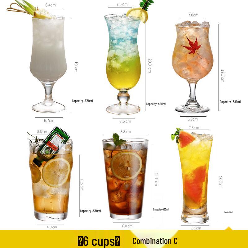 Elegant Glass Cocktail and Mojito Mixing Cup Set