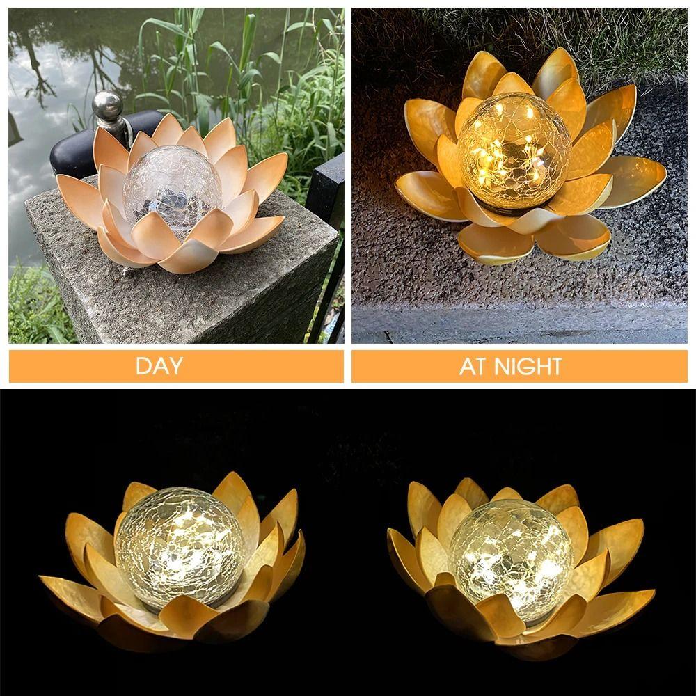 Lotus Shaped Solar Lotus Light Cordless Sculpture Garden Lamp Garden Solar Lights Home Decoration